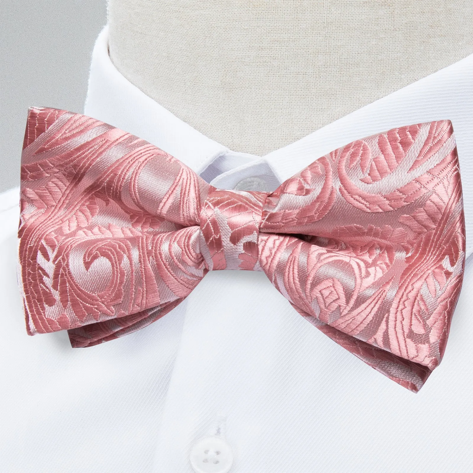 Ties2you Pink Floral Tuxedo Bowtie Pre-tied Bow Tie Pocket Square Cufflinks Set sold by Ties2You product image thumbnail 2