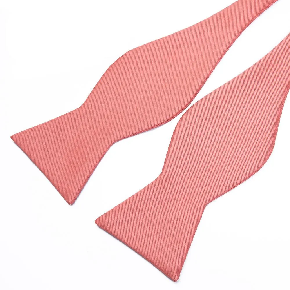 Ties2you Coral Pink Self-tie Bowtie Solid Tuxedo Bow Tie Pocket Square Cufflinks Set sold by Ties2You product image thumbnail 5