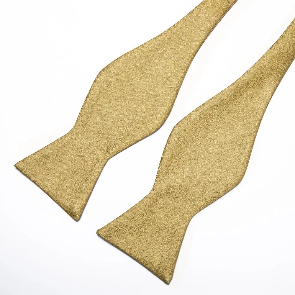 Ties2you Floral Gold Tuxedo Bowtie Self-tie Bow Tie Pocket Square Cufflinks Set sold by Ties2You product image thumbnail 4