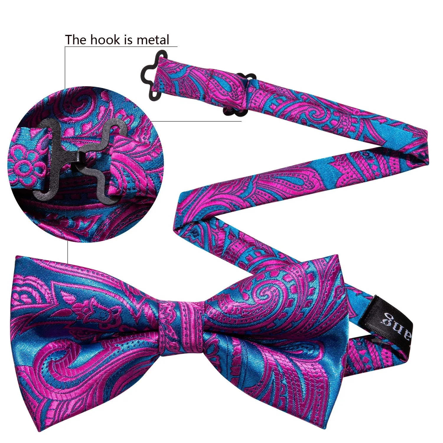 Ties2you Purple Floral Bow Tie Blue Pre-tied Bowtie Handkerchief Cufflinks Set sold by Ties2You product image thumbnail 5