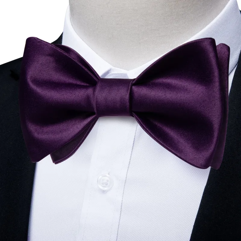 Ties2you Purple Self-Tie Bowtie Solid Tuxedo Bow Tie Pocket Square Cufflinks Set sold by Ties2You