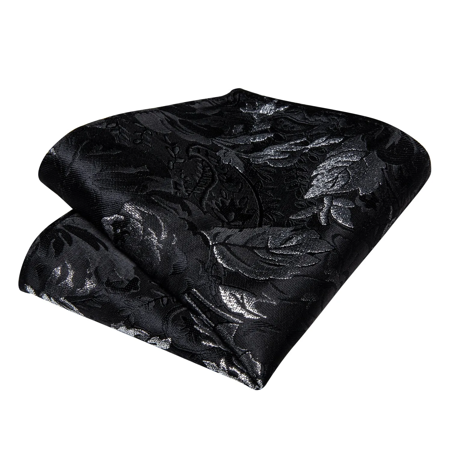 Ties2you Floral Black Bowtie Self-tie Wedding Bow Tie Pocket Square Cufflinks Set sold by Ties2You product image thumbnail 5