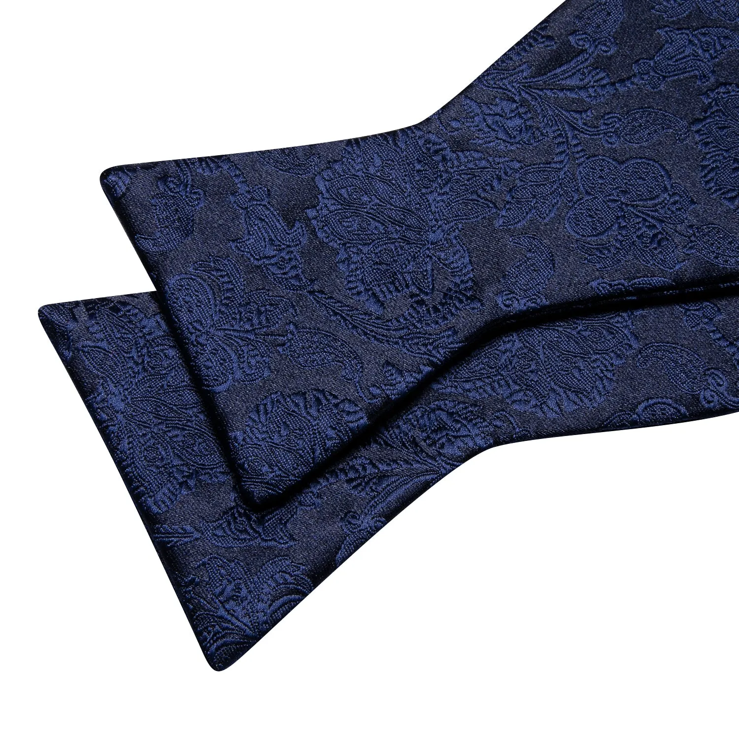 Ties2you Navy Blue Floral Bowtie Self-tie Formal Bow Tie Pocket Square Cufflinks Set sold by Ties2You product image thumbnail 5