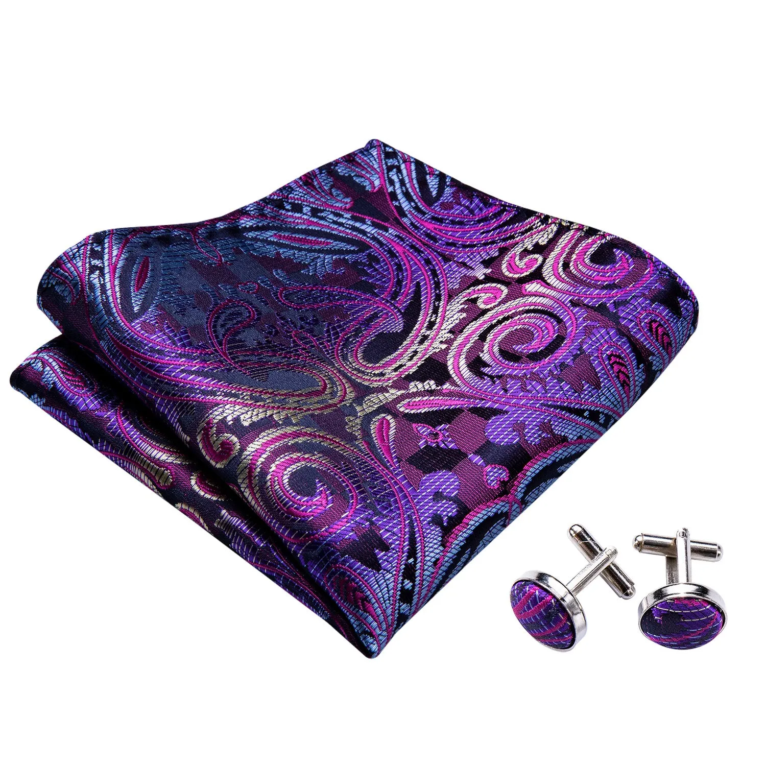 Ties2you Paisley Purple Bow Ties Self-tie Bowtie Pocket Square Cufflinks Set sold by Ties2You product image thumbnail 5