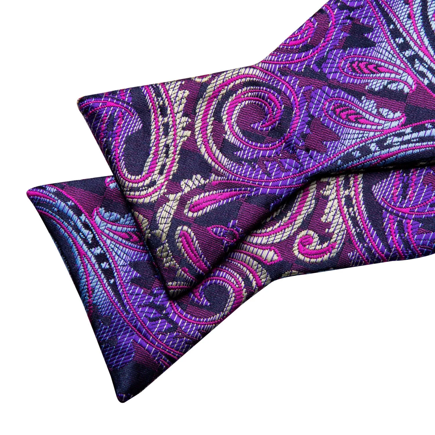 Ties2you Paisley Purple Bow Ties Self-tie Bowtie Pocket Square Cufflinks Set sold by Ties2You product image thumbnail 3