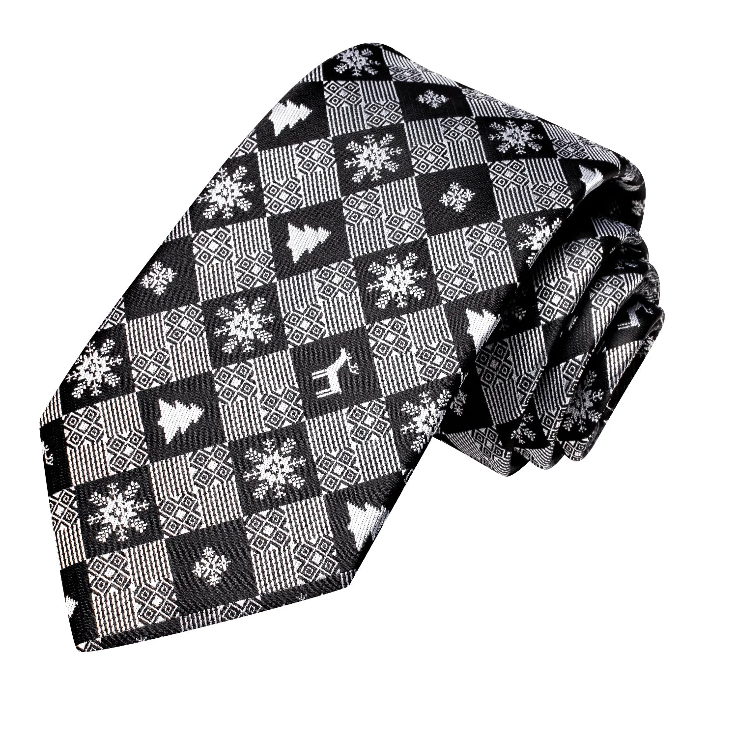 Christmas Black Grey Novelty Men's Necktie Hanky Cufflinks Set sold by Ties2You product image thumbnail 5