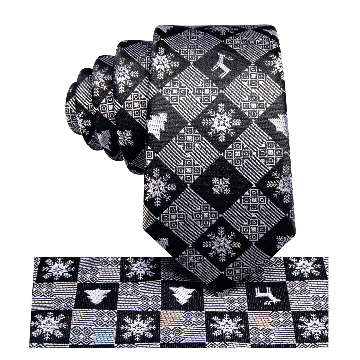 Christmas Black Grey Novelty Men's Necktie Hanky Cufflinks Set sold by Ties2You product image thumbnail 4