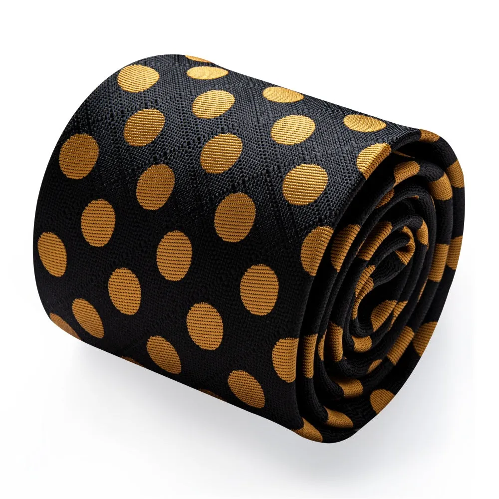 Ties2you Black Tie Gold Dots Men's Necktie Pocket Square Cufflinks Set sold by Ties2You product image thumbnail 3