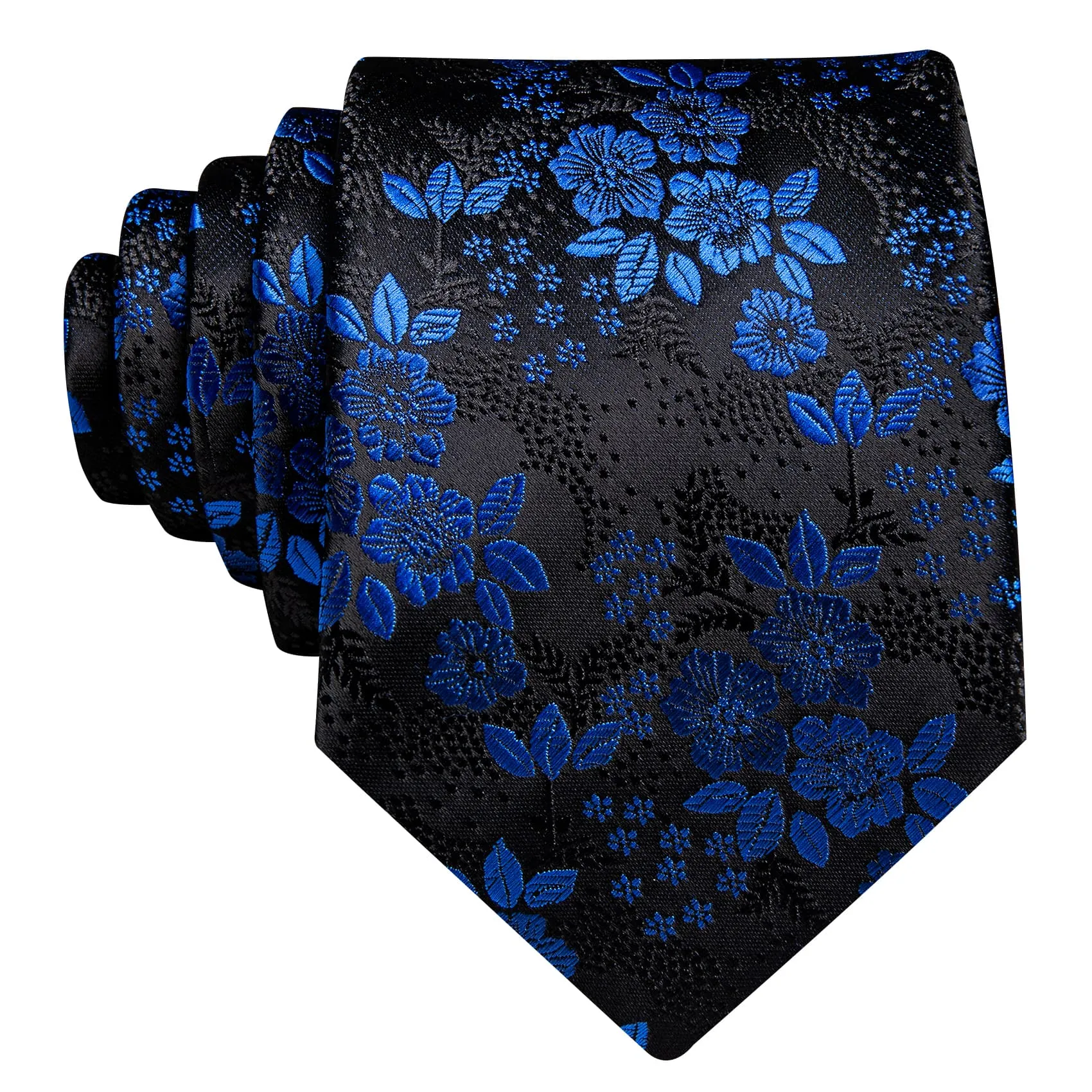 Ties2you Wedding Ties Black Navy Blue Floral Silk Men's Work Dress Tie Hanky Cufflinks Set sold by Ties2You product image thumbnail 4