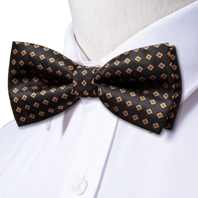 Ties2you Plaid Brown Tuxedo Bowtie Pre-tied Bow Tie Handkerchief Cufflinks Set for Men sold by Ties2You