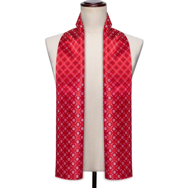 Red White Chritsmas Snowflake Men's Silk Scarf sold by Ties2You