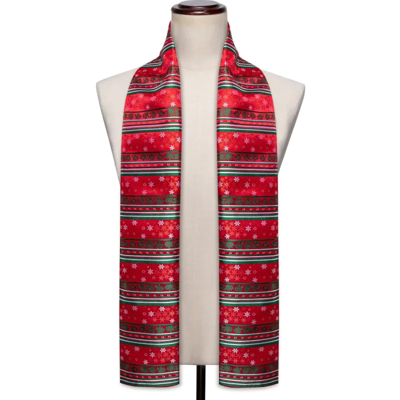 Red Green Chritsmas Snowflakes Men's Silk Scarf sold by Ties2You