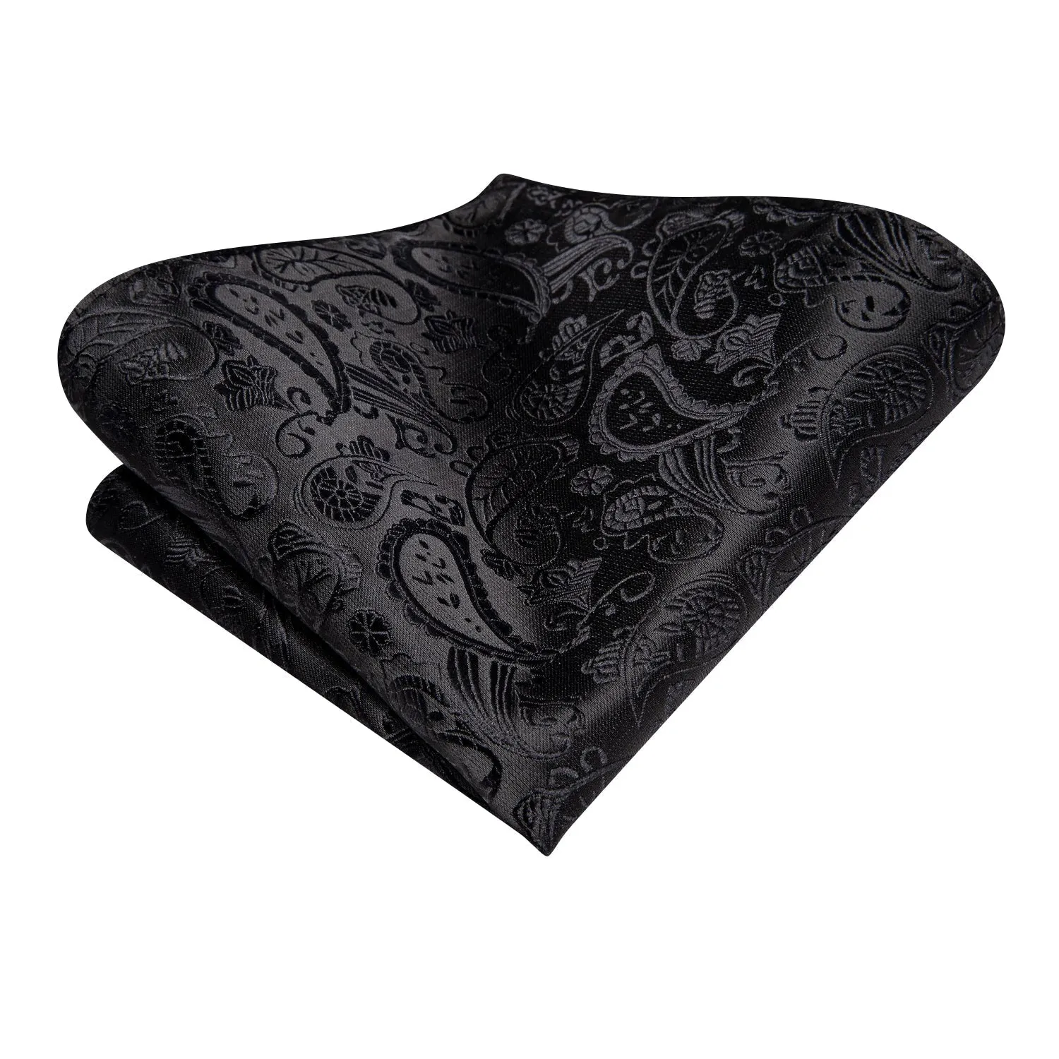 Black Paisley Men's 70 Inches Extra Length Tie Handkerchief Cufflinks Set sold by Ties2You product image thumbnail 4