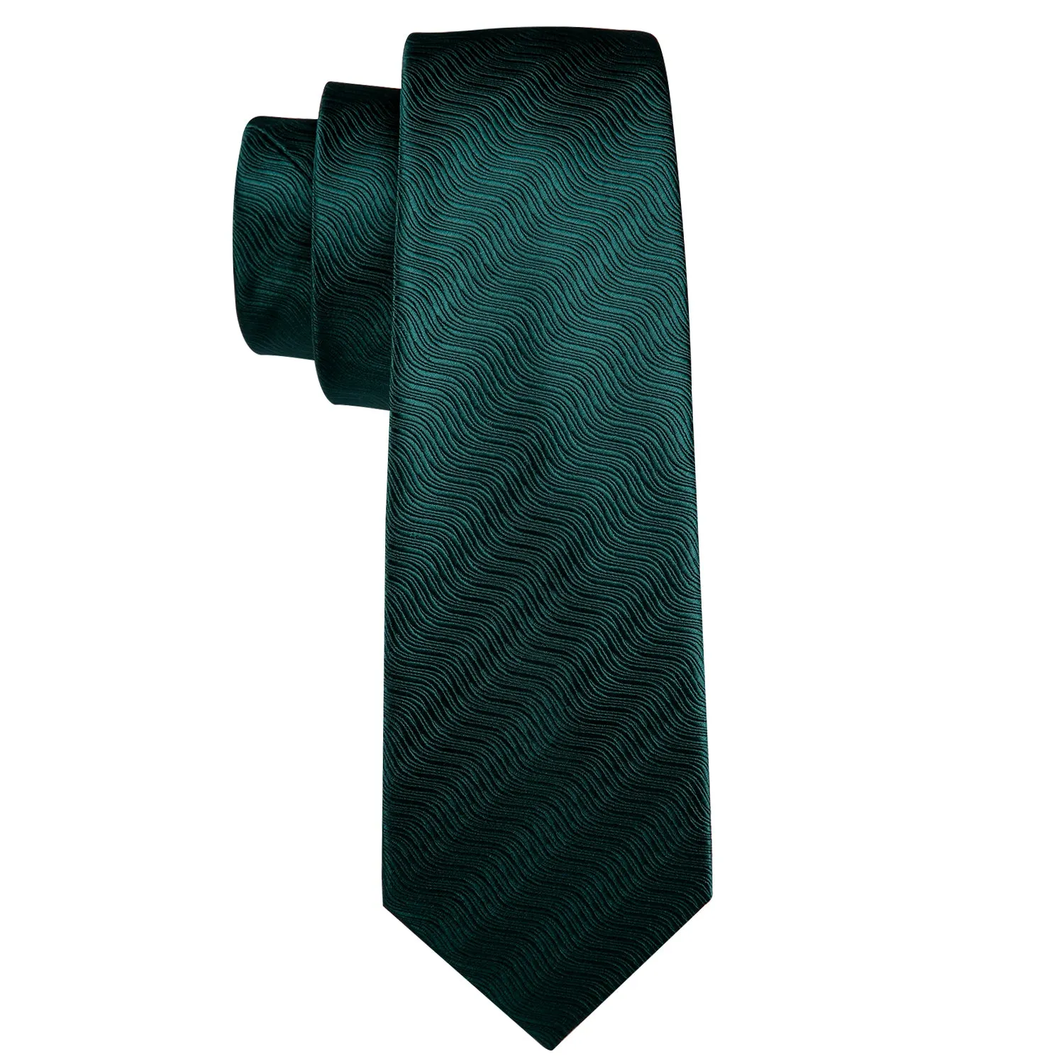 Dark Green Striped Men's Tie Pocket Square Cufflinks Set sold by Ties2You product image thumbnail 3