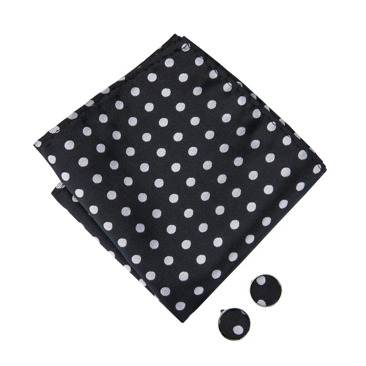Classic Black White Polka Dot Pre-tied Bow Tie Hanky Cufflinks Set sold by Ties2You product image thumbnail 4