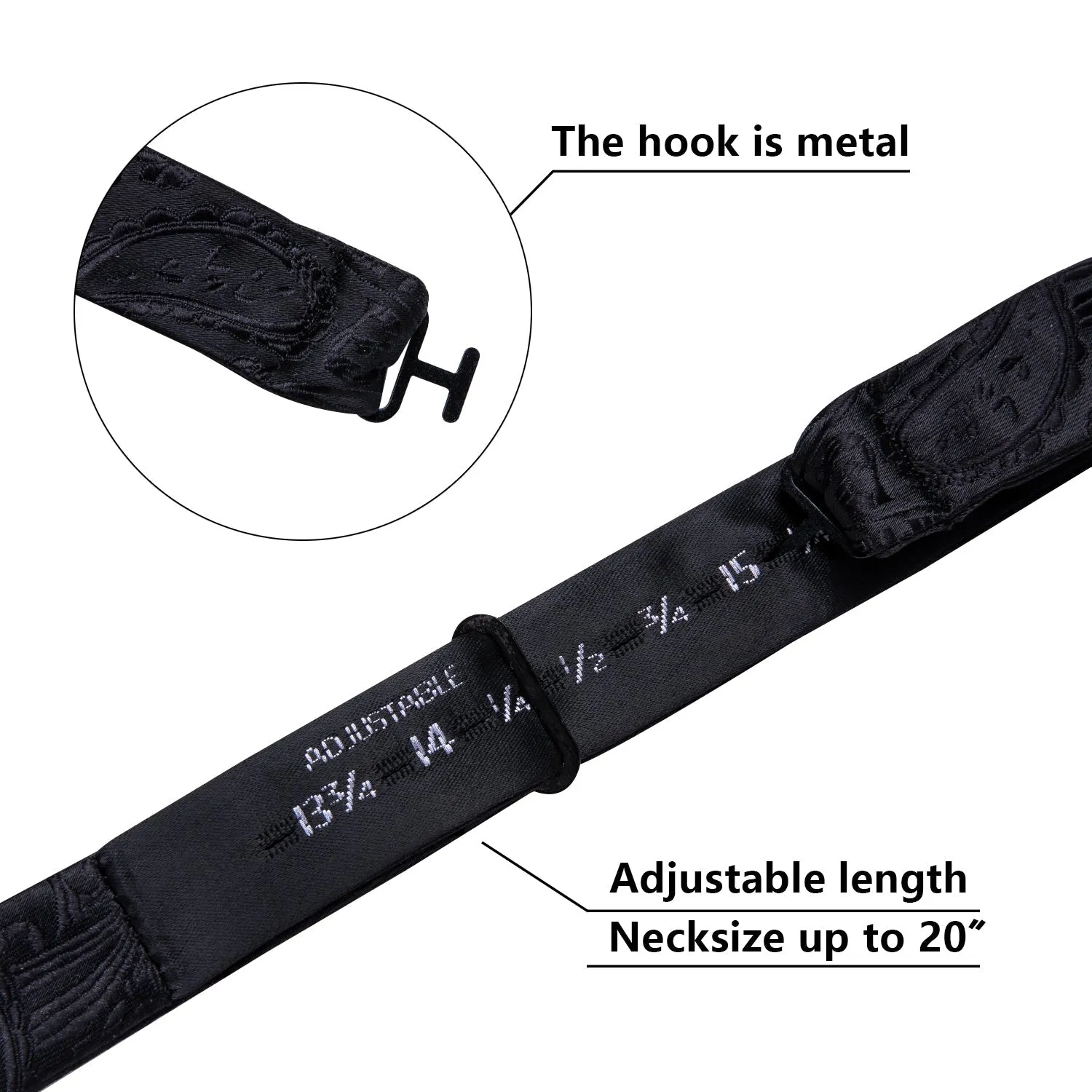 Black Floral Self-tied Bow Tie Hanky Cufflinks Set sold by Ties2You product image thumbnail 4