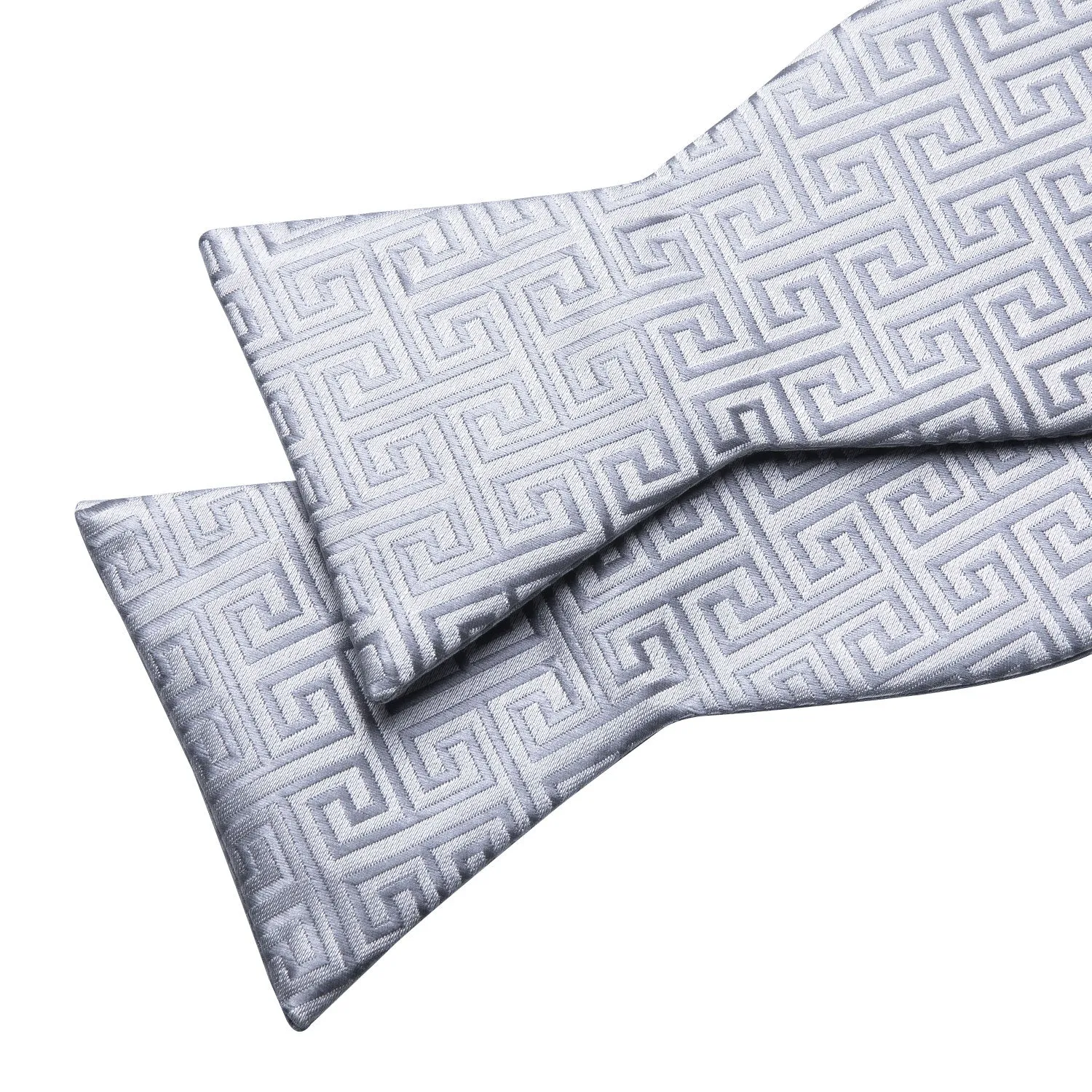 Sliver Plaid Self-tied Bow Tie Hanky Cufflinks Set sold by Ties2You product image thumbnail 3