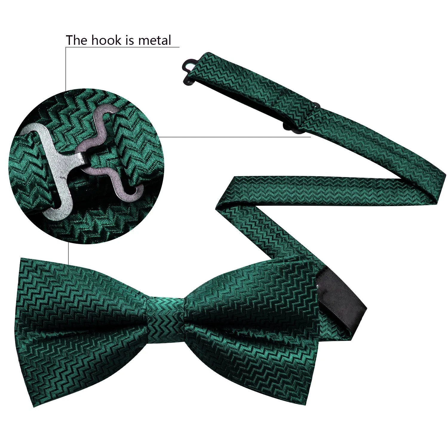 Dark Green Novelty Men's Pre-tied Bowtie Pocket Square Cufflinks Set sold by Ties2You product image thumbnail 5