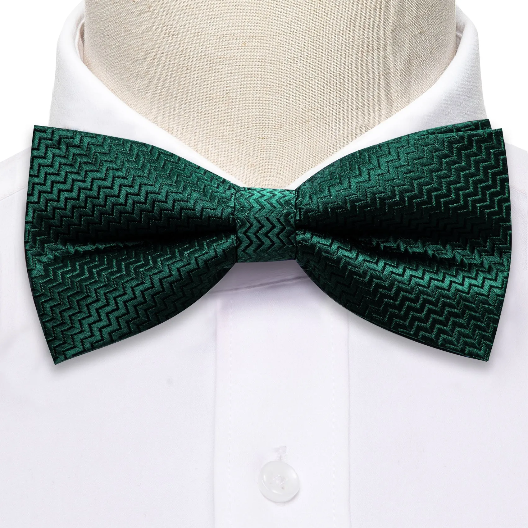 Dark Green Novelty Men's Pre-tied Bowtie Pocket Square Cufflinks Set sold by Ties2You product image thumbnail 2