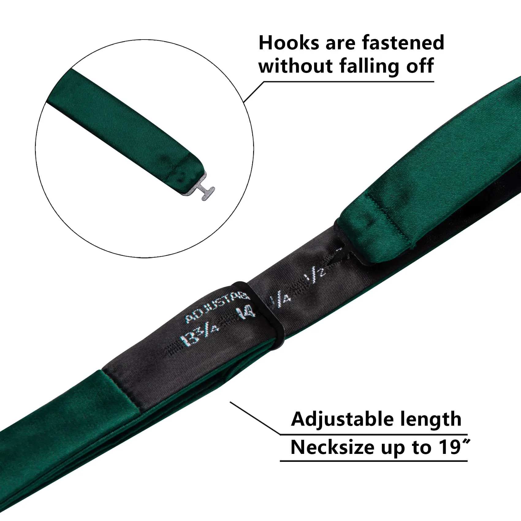 Ties2you Tuxedo Bow Tie Sapphire Pine Green Solid Men's Silk Self-Bow Tie Handkerchief Cufflinks Set sold by Ties2You product image thumbnail 5