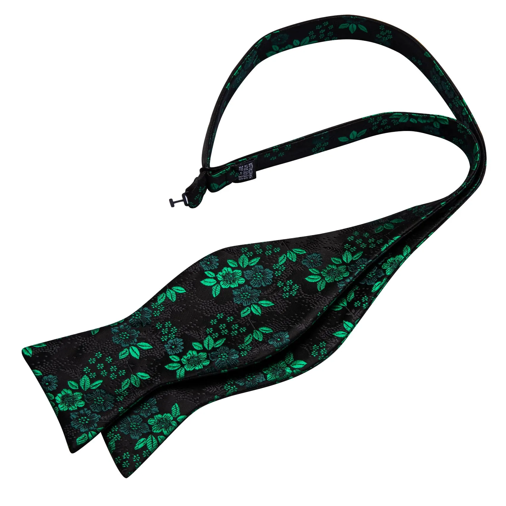 Ties2you Tuxedo Bow Tie Black Green Floral Men's Silk Self-Bow Tie Pocket Square Cufflinks Set sold by Ties2You product image thumbnail 4