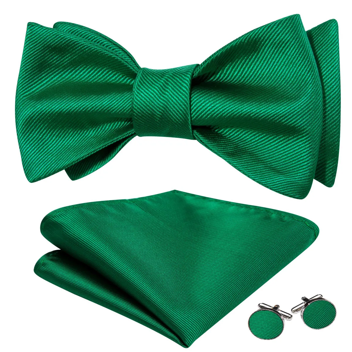 Ties2you Self Tie Bow Ties Emerald Green Striped Silk Mens Tuxedo Bow Tie Business sold by Ties2You product image thumbnail 3