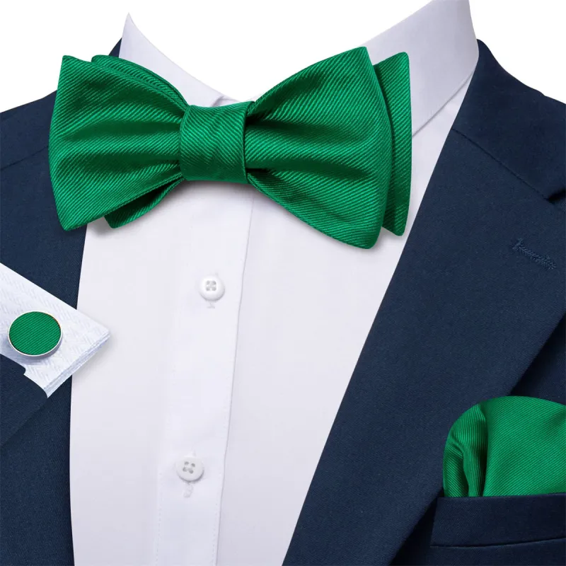 Ties2you Self Tie Bow Ties Emerald Green Striped Silk Mens Tuxedo Bow Tie Business sold by Ties2You