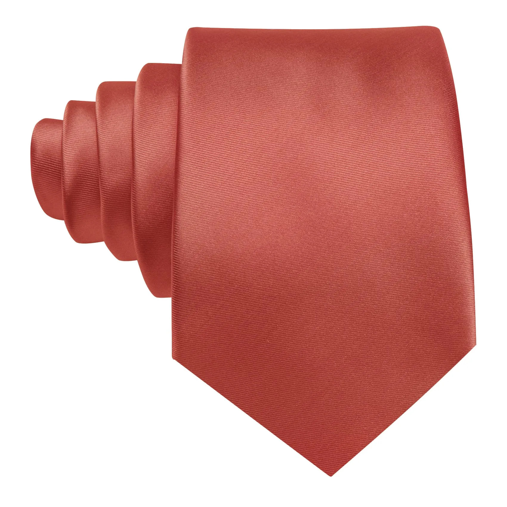 Ties2you Silk Necktie Deep Coral Red Solid Mens Dress Tie Handkerchief Cufflinks Set sold by Ties2You product image thumbnail 3