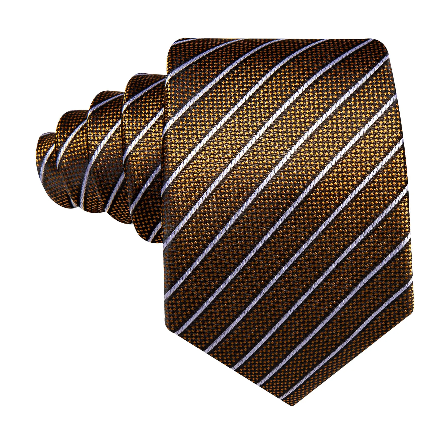 Ties2you Dress Tie Gold Striped Men's Silk Tie Hanky Cufflinks Set sold by Ties2You product image thumbnail 4