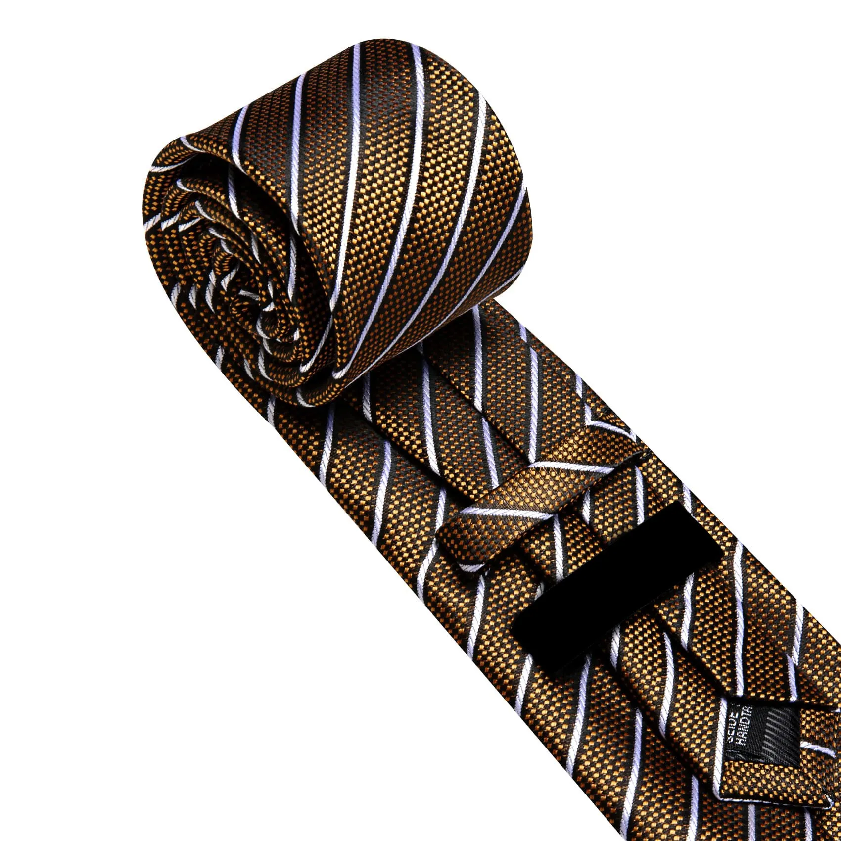 Ties2you Dress Tie Gold Striped Men's Silk Tie Hanky Cufflinks Set sold by Ties2You product image thumbnail 5