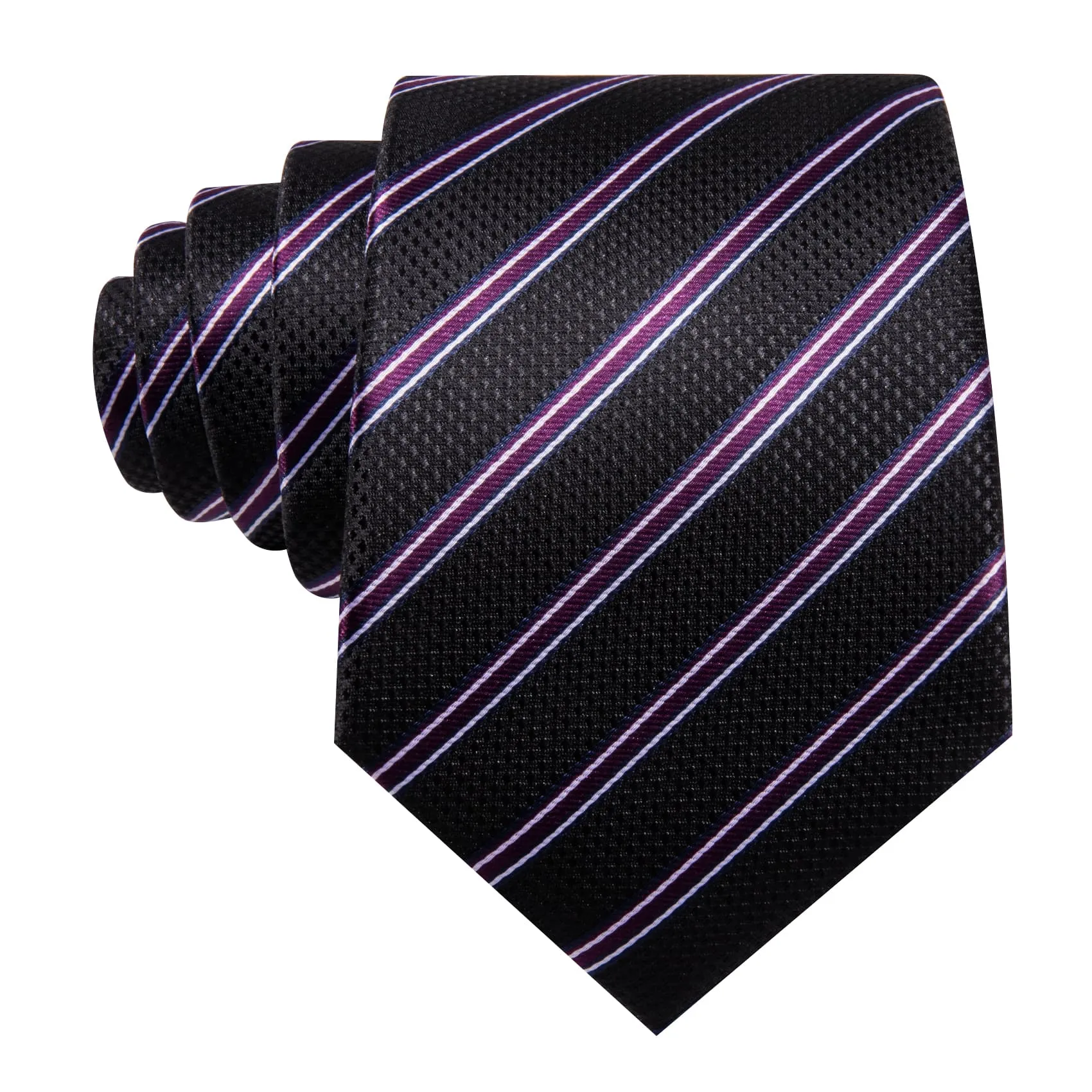 Ties2you Silk Tie Classic Black Striped Mens Tie Hanky Cufflinks Set sold by Ties2You product image thumbnail 5