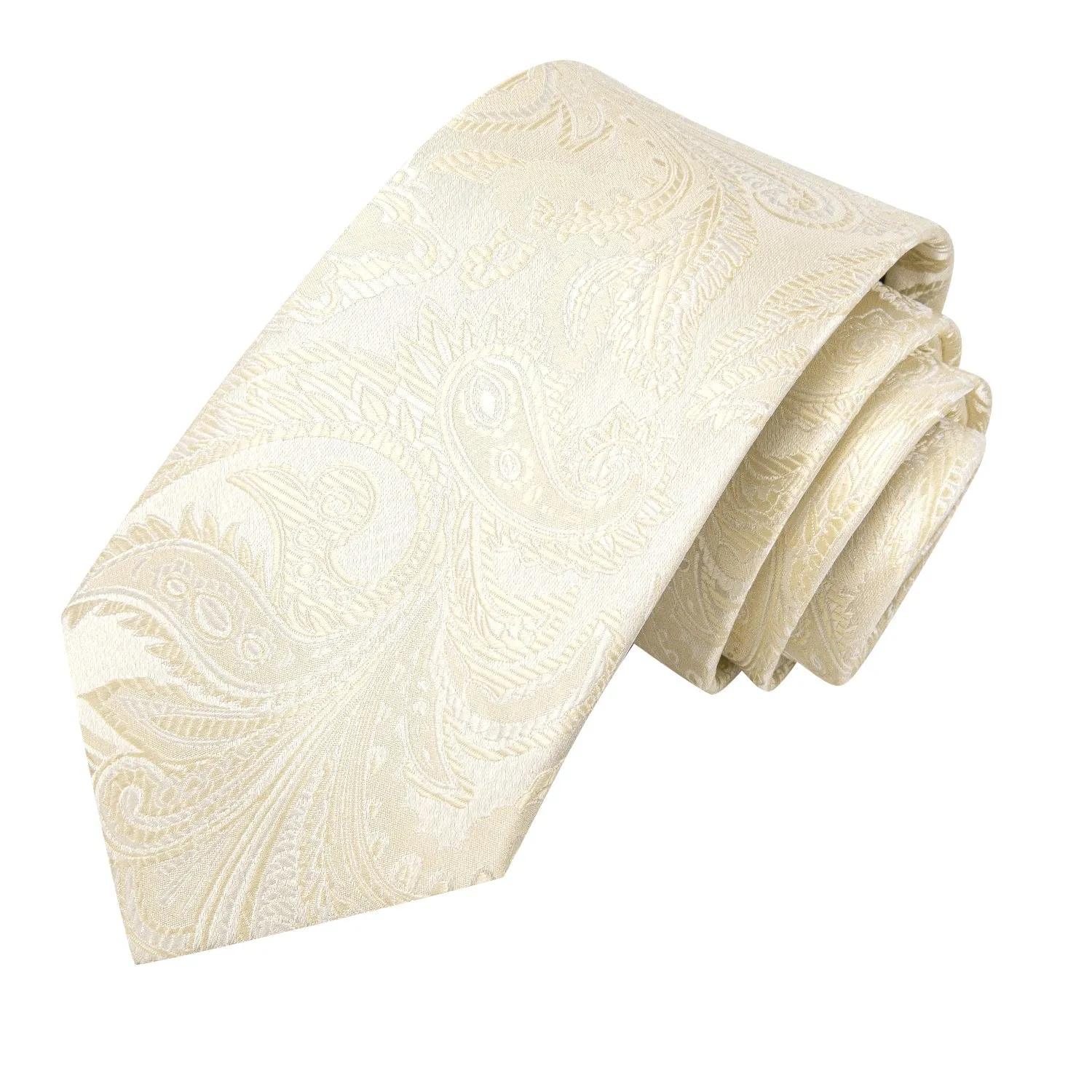 Linen White Paisley Men's 63 Inches Extra Length Tie Handkerchief Cufflinks Set sold by Ties2You product image thumbnail 3