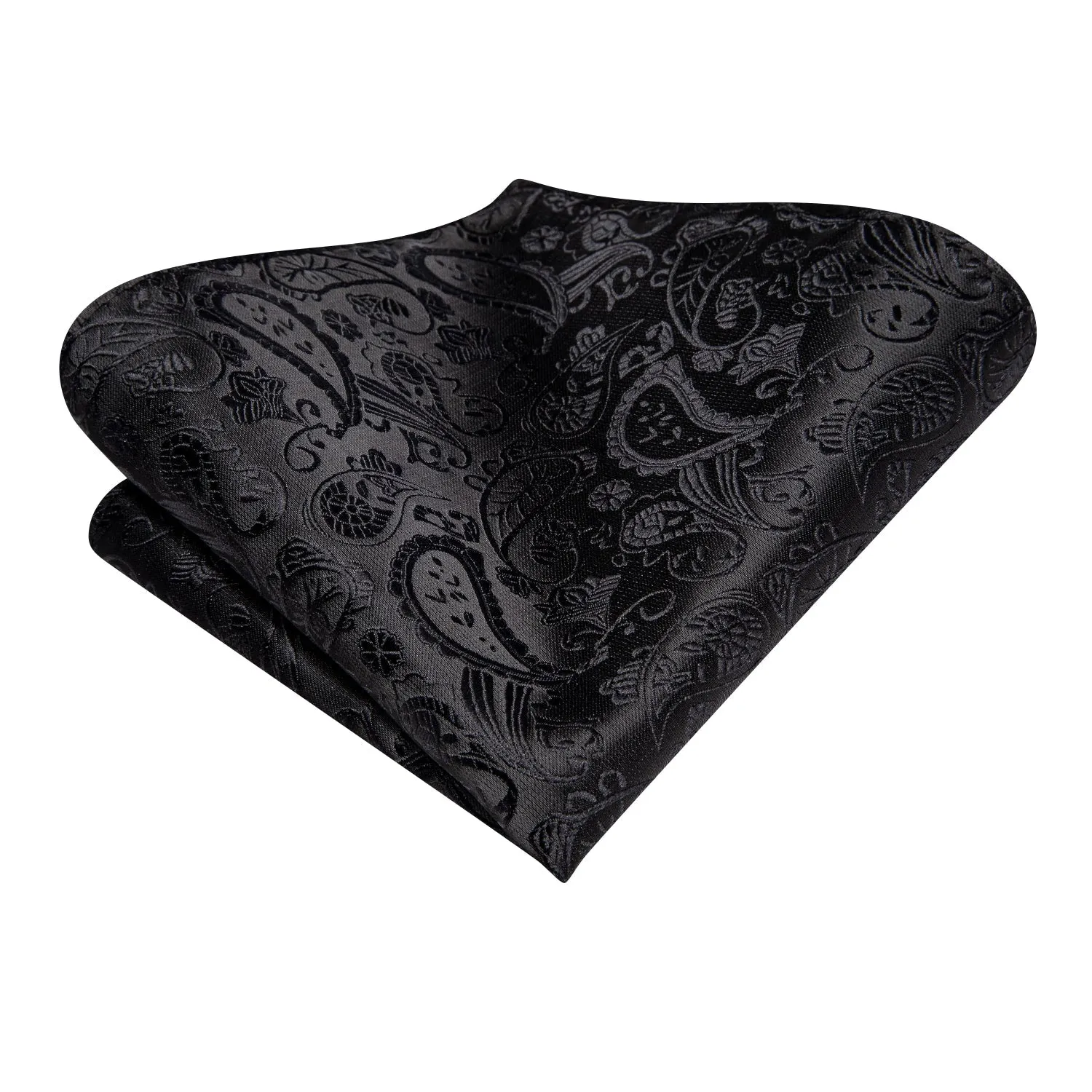 Black Paisley Men's 63 Inches Extra Length Tie Handkerchief Cufflinks Set sold by Ties2You product image thumbnail 4