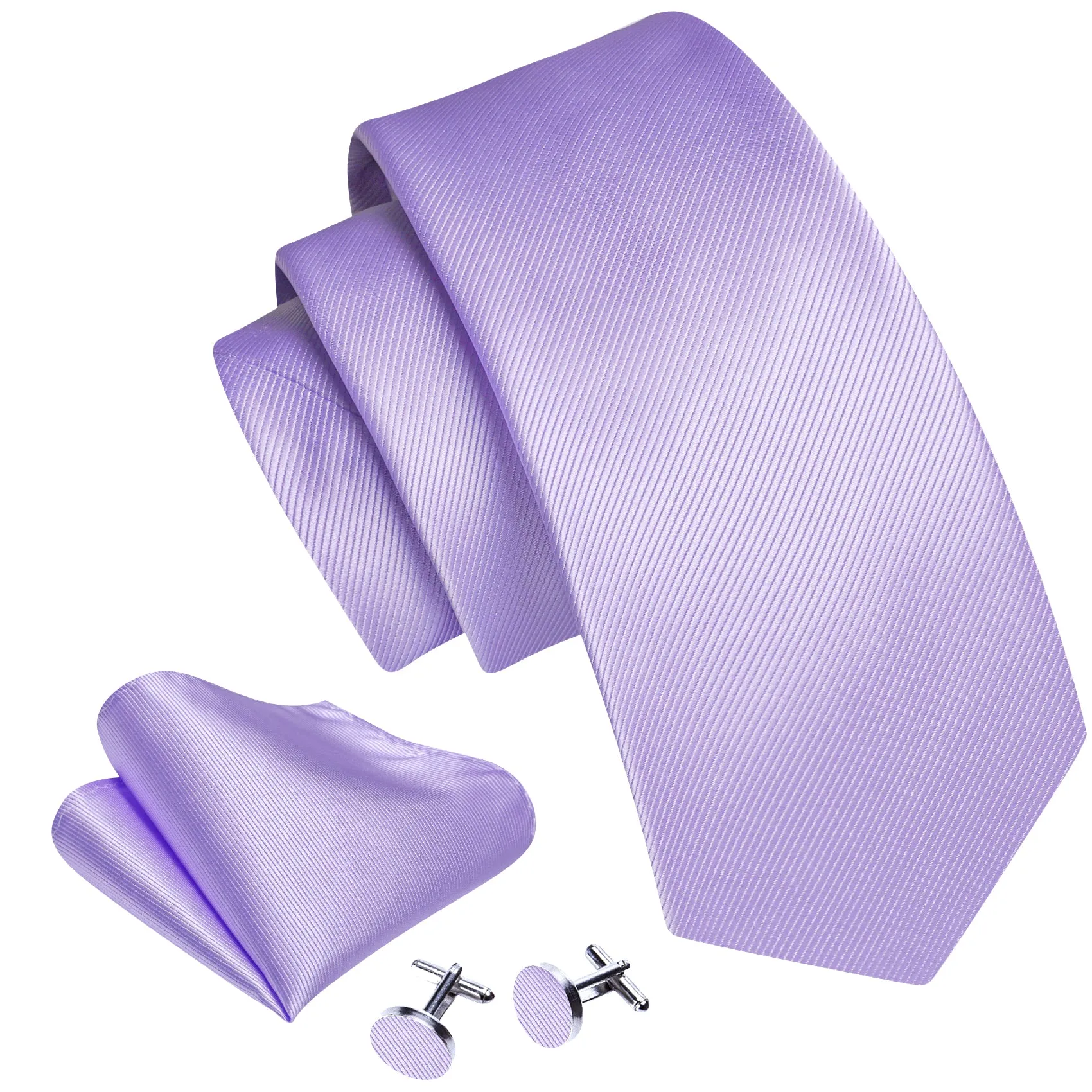 Ties2you Pale Lilac Solid Silk Tie Pocket Square Cufflinks Set sold by Ties2You product image thumbnail 2