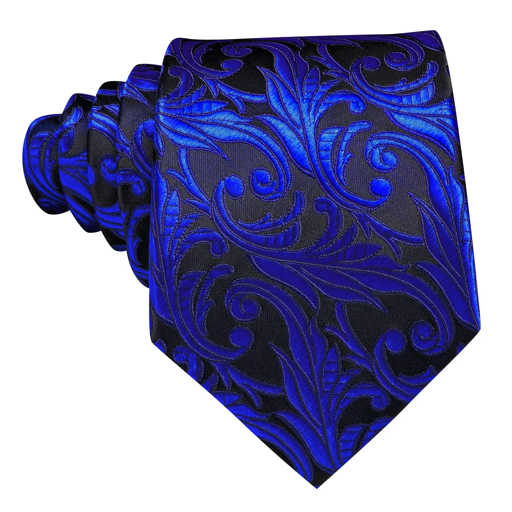 Ties2you Royal Blue Paisley Silk Tie Pocket Square Cufflinks Set sold by Ties2You product image thumbnail 4