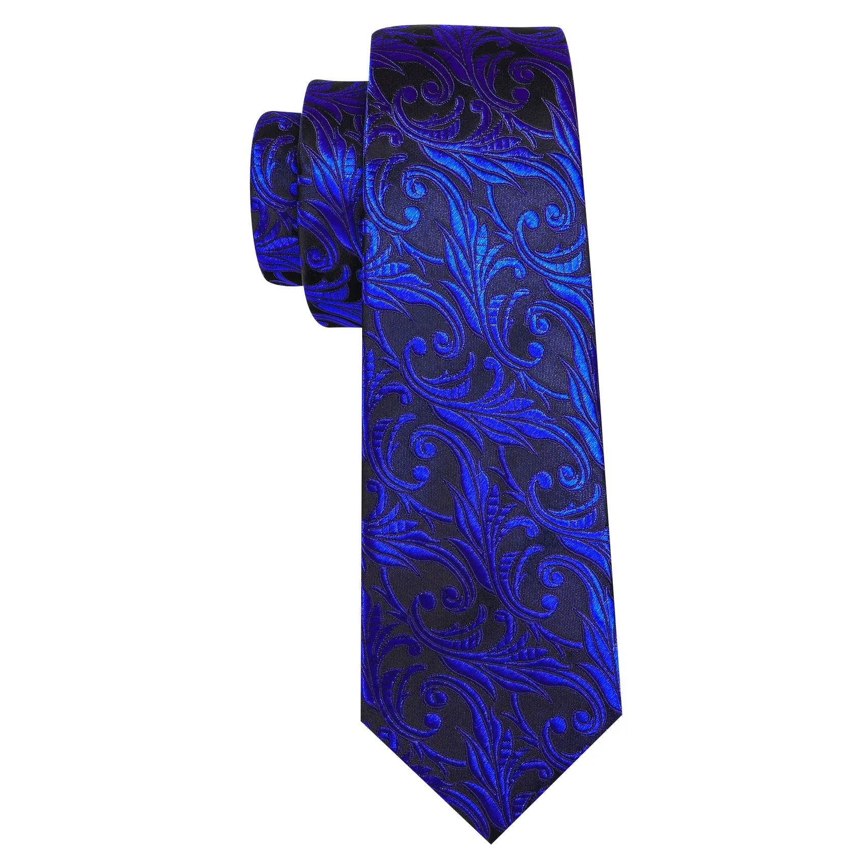 Ties2you Royal Blue Paisley Silk Tie Pocket Square Cufflinks Set sold by Ties2You product image thumbnail 5