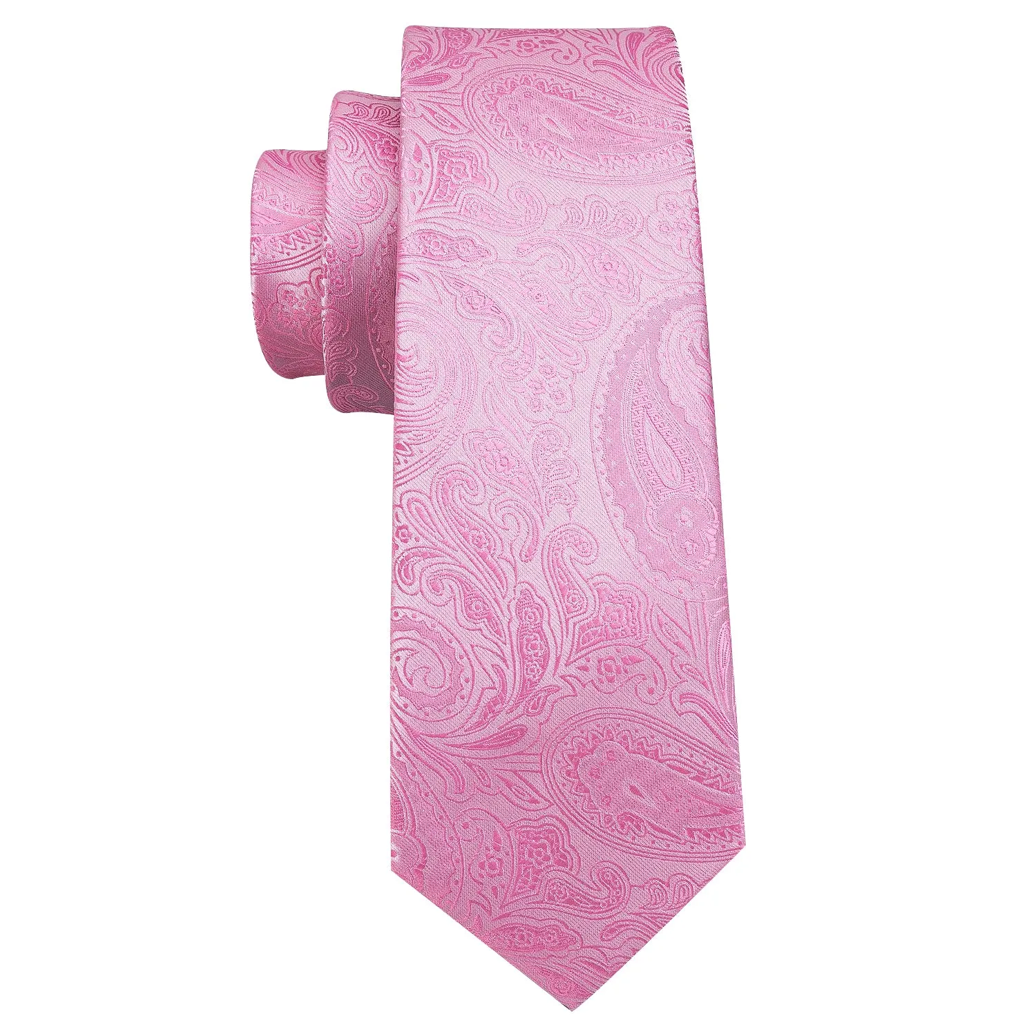 Light Pink Paisley Men's Tie Pocket Square Cufflinks Set sold by Ties2You product image thumbnail 4