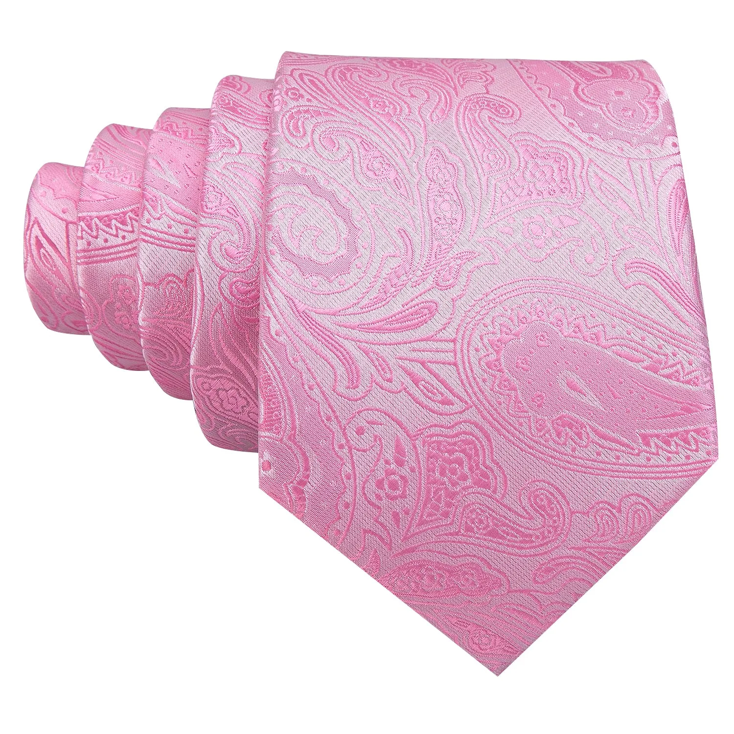 Light Pink Paisley Men's Tie Pocket Square Cufflinks Set sold by Ties2You product image thumbnail 5