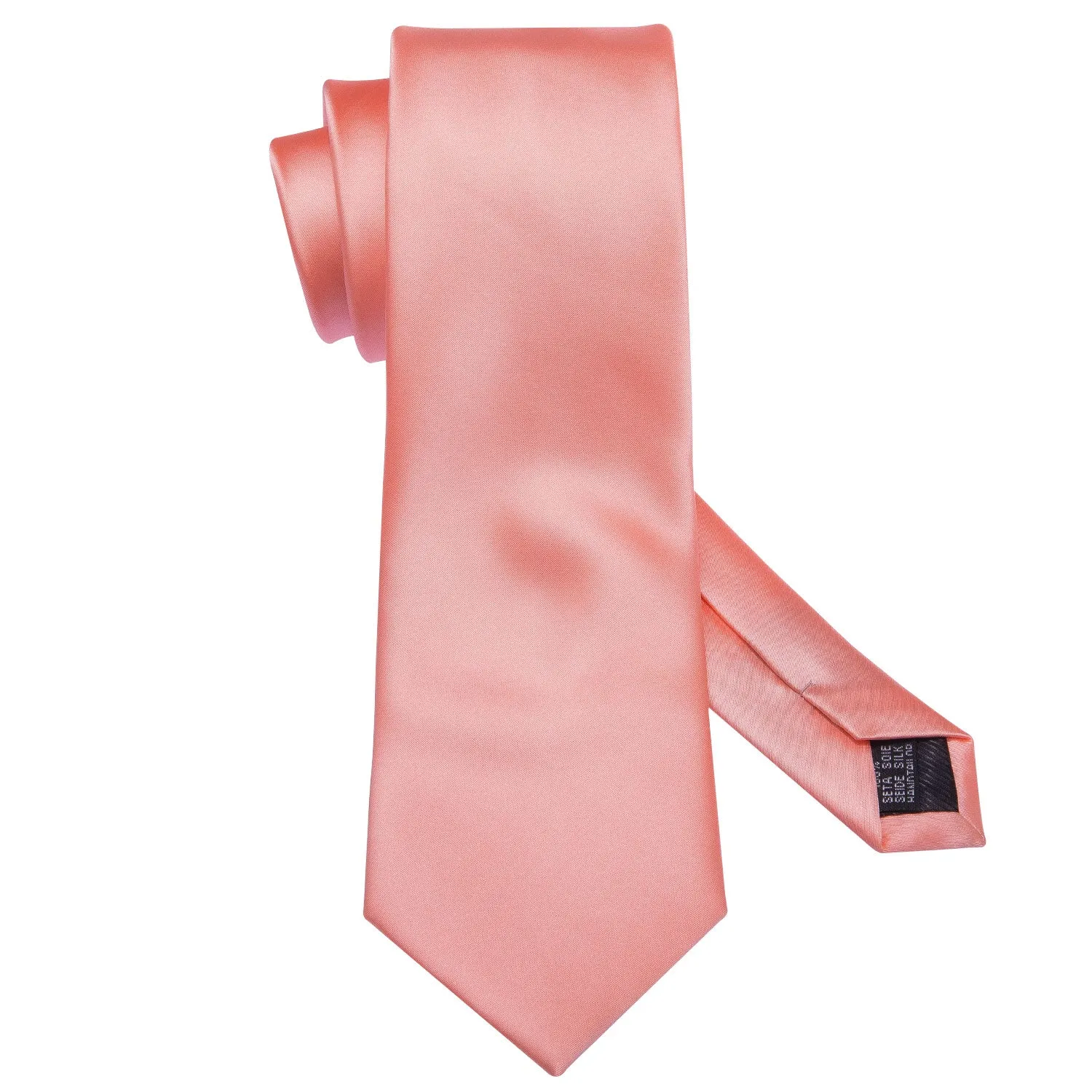 Pink Solid Necktie Pocket Square Cufflinks Set sold by Ties2You product image thumbnail 4
