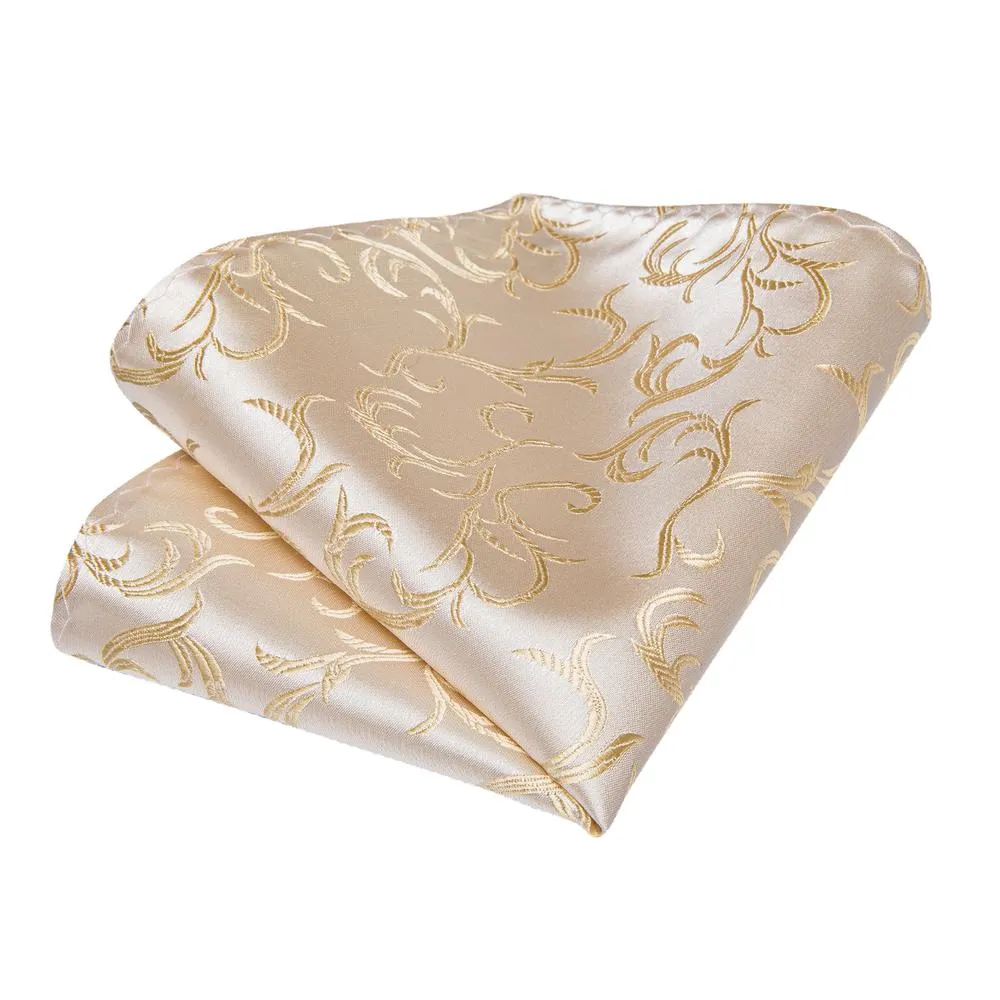 Champagne Silver Floral Tie Pocket Square Cufflinks Set sold by Ties2You product image thumbnail 5