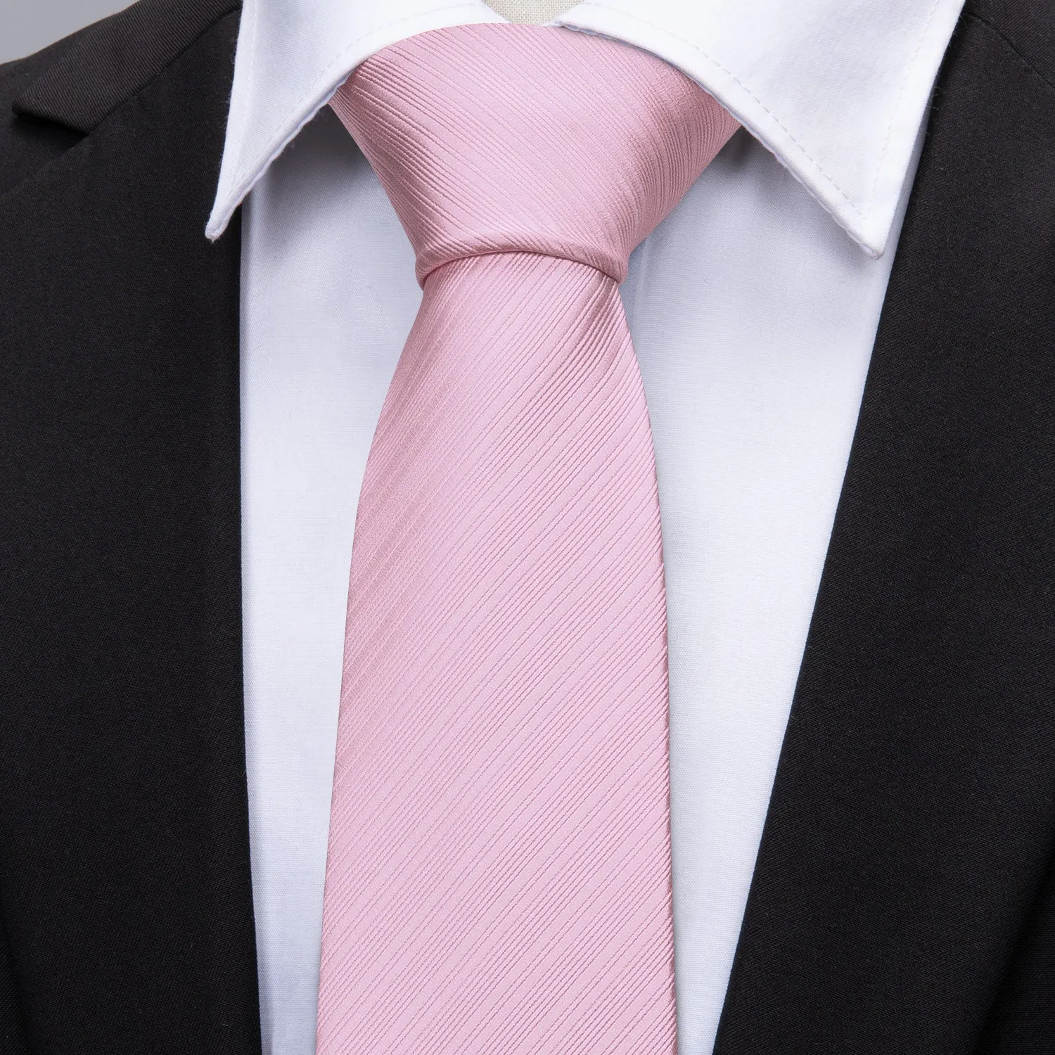Silver Pink Striped Silk Men's Tie Hanky Cufflinks Set sold by Ties2You product image thumbnail 2