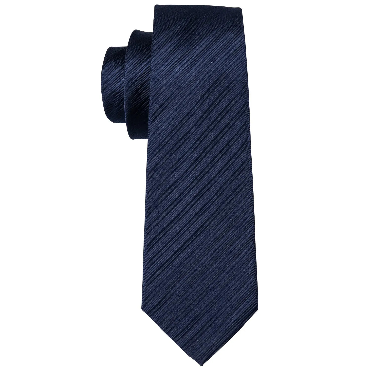 Navy Blue Striped Silk Men's Tie Hanky Cufflinks Set sold by Ties2You product image thumbnail 4