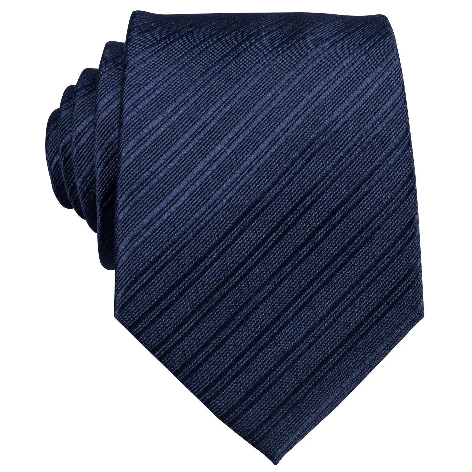 Navy Blue Striped Silk Men's Tie Hanky Cufflinks Set sold by Ties2You product image thumbnail 5