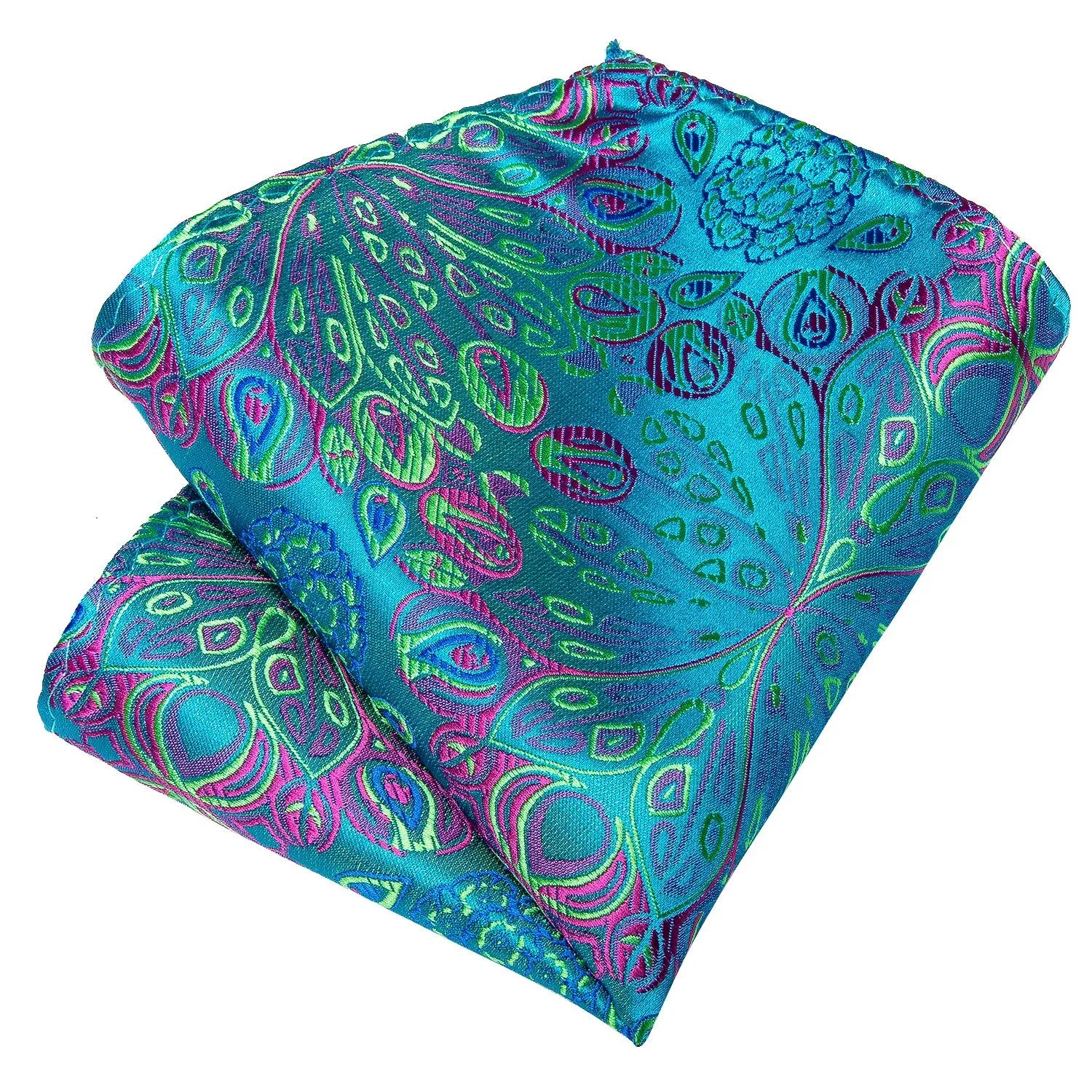 Ties2you Blue Tie Green Floral Tie Pocket Square Cufflinks Set for Men sold by Ties2You product image thumbnail 5