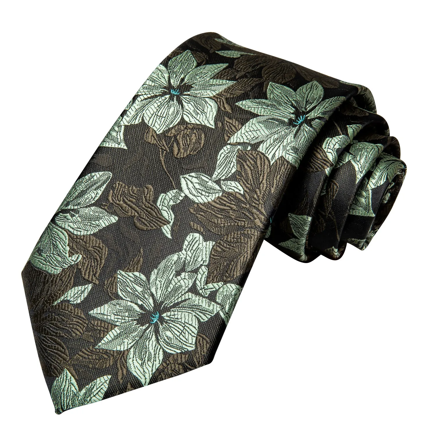 Ties2you Silk Tie Sage Green Floral Necktie Pocket Square Cufflinks Set sold by Ties2You product image thumbnail 4