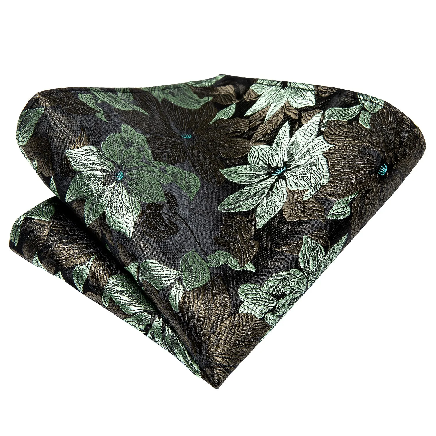 Ties2you Silk Tie Sage Green Floral Necktie Pocket Square Cufflinks Set sold by Ties2You product image thumbnail 3