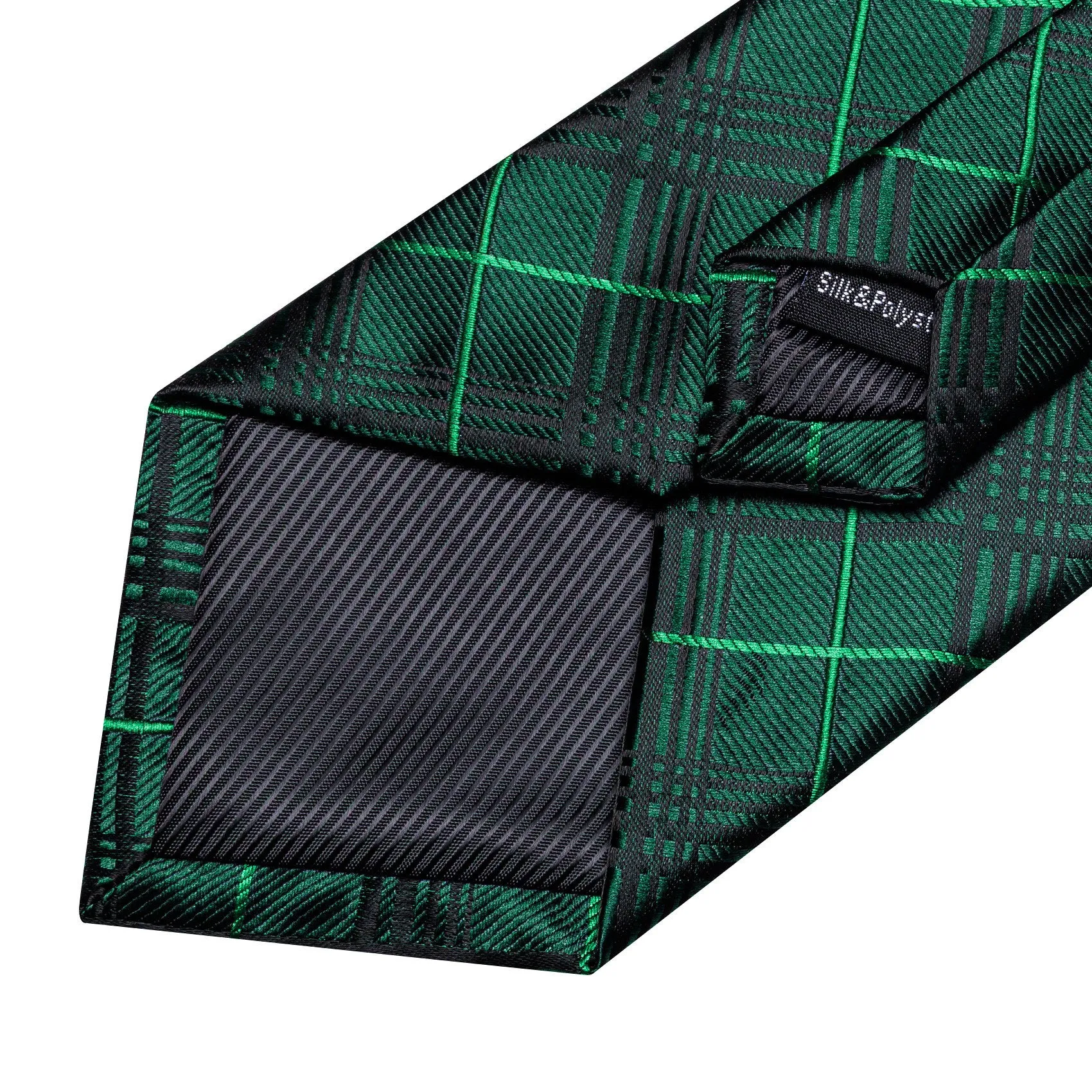 Ties2you Mens Hunter Green Tie Plaid Silk Necktie Pocket Square Cufflinks Set sold by Ties2You product image thumbnail 5