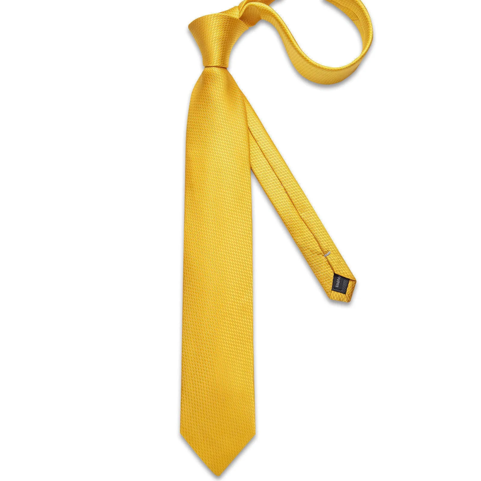 Ties2you Solid Tie Yellow Silk Woven Necktie Handkerchief Cufflinks Set Party sold by Ties2You product image thumbnail 3