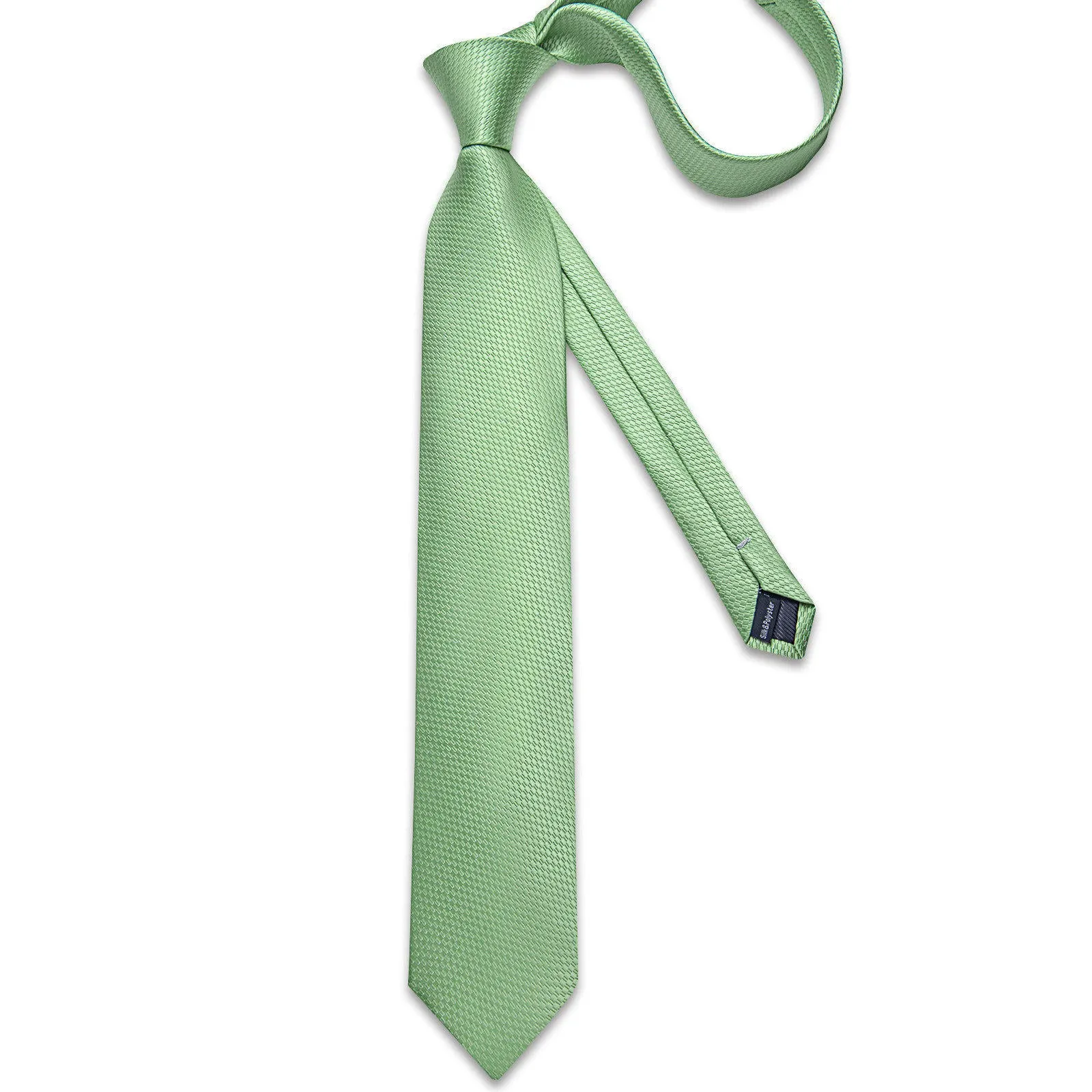 Ties2you Plaid Tie for Men Pea Green Silk Necktie Handkerchief Cufflinks Set for Wedding sold by Ties2You product image thumbnail 3