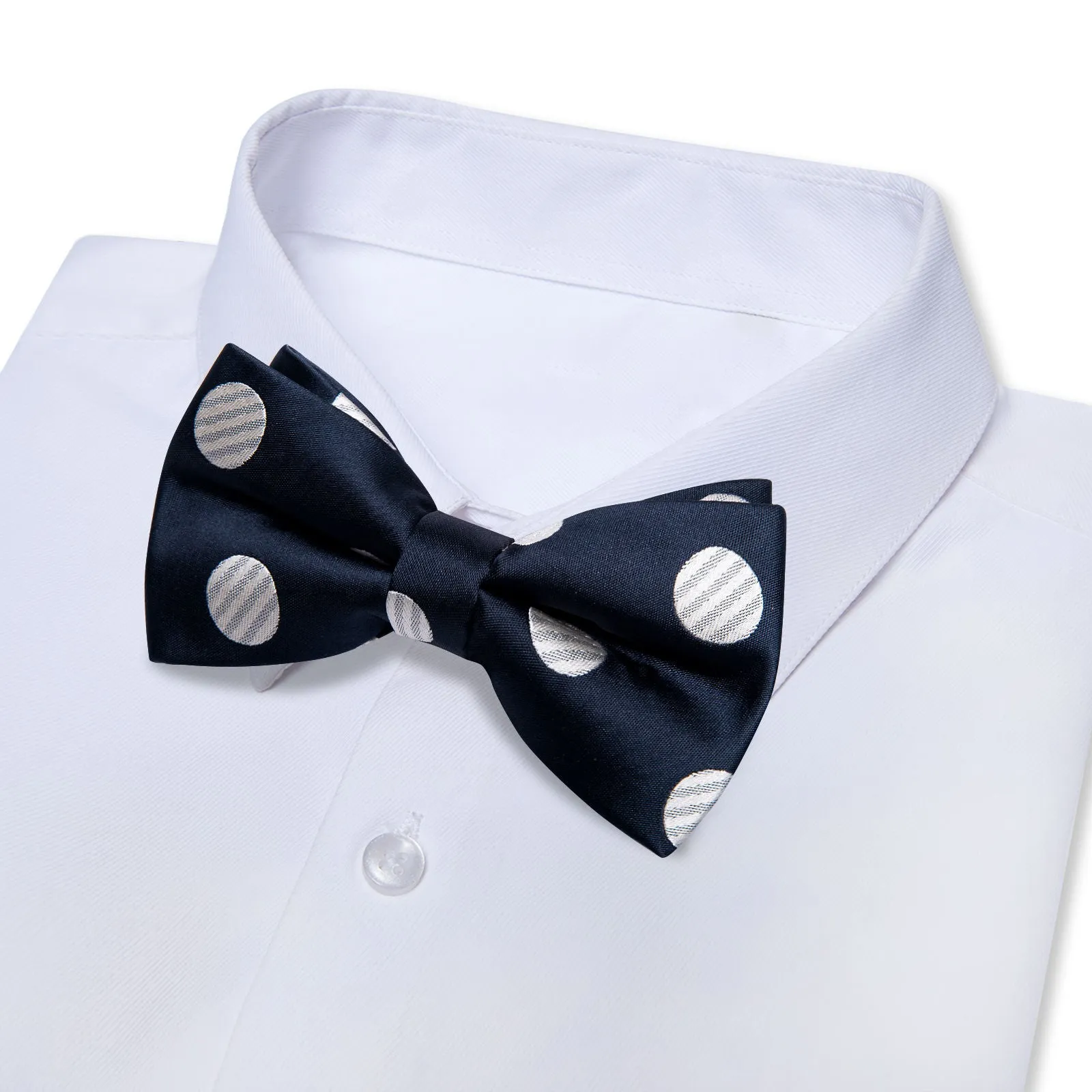 Ties2you Navy Blue Bow Tie Polka Dot Pre-tied Wedding Bowtie sold by Ties2You product image thumbnail 4